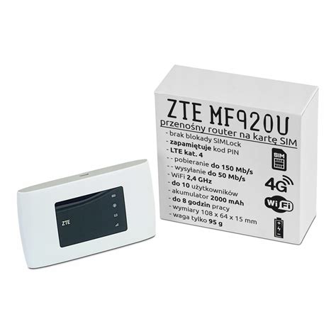 Zte Mf U Przeno Ny Mobilny Router Wifi G Lte Na Kart Sim Bez