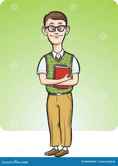 Cartoon Nerd Man Smiling Stock Illustrations 335 Cartoon Nerd Man