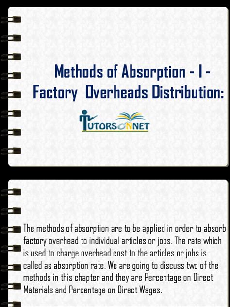 Pdf Methods Of Absorption I Factory Overheads Distribution