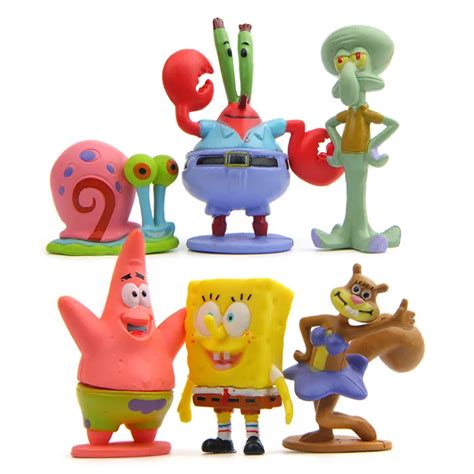 6pcsset Spongebob Bob Sponge Miniatures Action Figures Patrick Star Anime Figurines