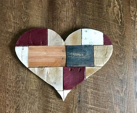 Wooden Heart Wall Hanging With A Touch Of Burgundy Happy Valentines