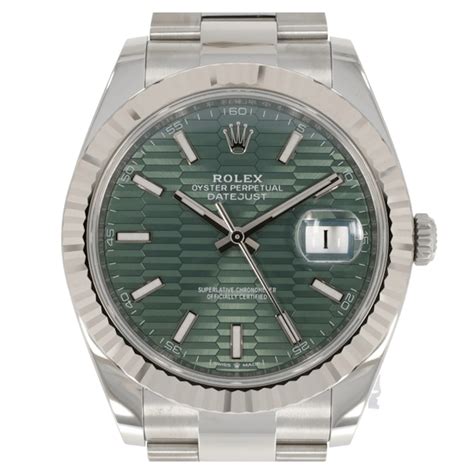 Rolex Datejust New Motif Green Dial Fluted Bezel Oyster