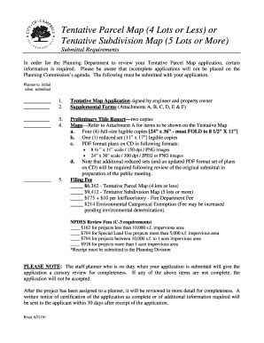 Fillable Online Campbellca Tentative Parcel Map Lots Or Less Or