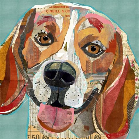 Colorful Beagle Dog Collage Art Vintage and Rustic Style Dog | Etsy