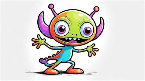 Funny alien cartoon character vector illustration | Premium AI ...
