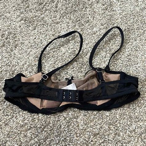 Victorias Secret Lace Balconette Bra Black Red 34b Gem