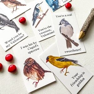 Bird Valentine Cards Mini Cards for Classroom Valentine's Day Parties ...