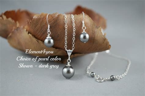 Bridesmaid Jewelry Sterling Silver Gift Set Simple Pearl Necklace