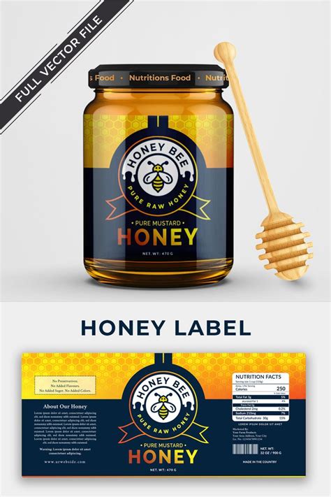 Bee Natural Honey Organic Product Jar Label Packaging Idea