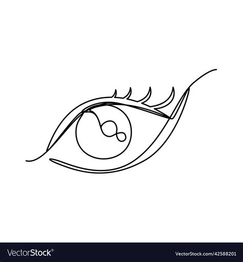 Line drawing eye icon single draw ophthalmologist Vector Image