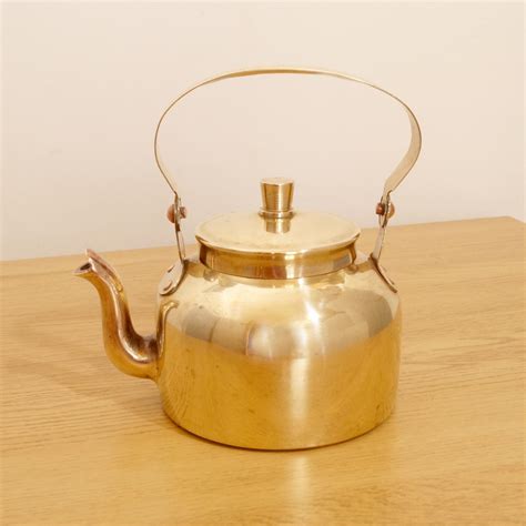 Vintage Brass Tea Coffee Pot Kettle With Lid By Ukamobile On Etsy Vintage Coffee Pot Brass