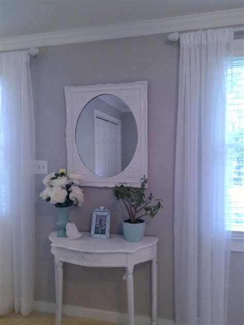 Bedroom Table Scape Sheers Antique Mirror Mint Accents With Sherwin