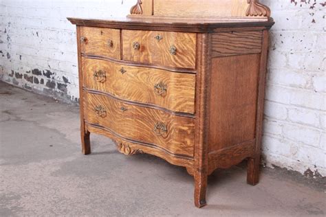 Antique Carved Tiger Oak Dresser With Mirror Circa 1900 At 1stdibs Antique Tiger Oak Dresser