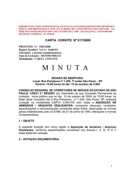 Minuta De Edital De LicitaÇÃo Creci Sp