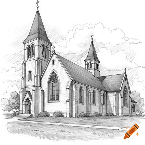 detailed pencil sketch   church  craiyon