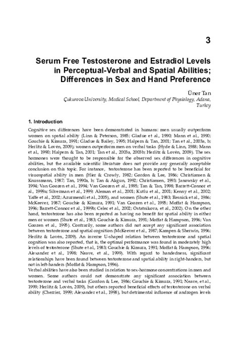 Pdf 3 Serum Free Testosterone And Estradiol Levels In Perceptual