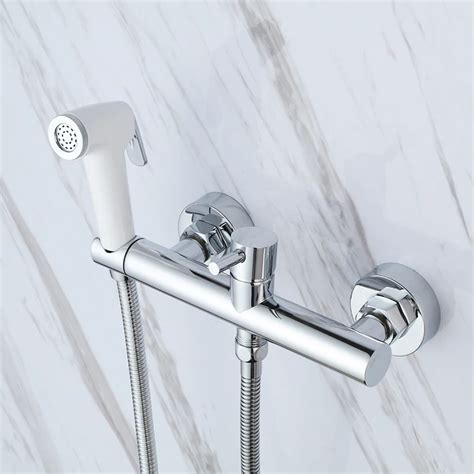 Toilet Portable Bidet Shower Set ABS Plastic White Handheld Bidet Spray With Solid Brass Hot