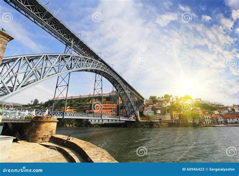 View Of Douro Riverside From The Dom Luiz Bridge Porto Portugal