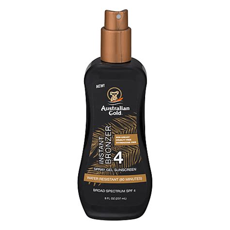 Australian Gold Spray Gel Sunscreen Instant Bronzer Broad Spectrum