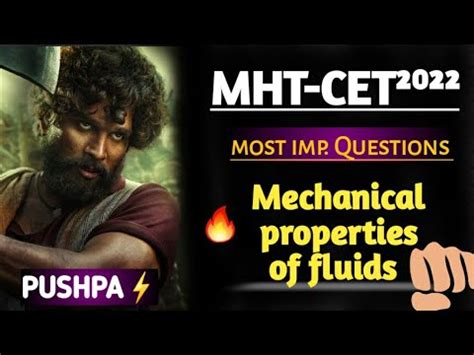 Mechanical Properties Of Fluids MHT CET Most Imp Questions Mhtcet