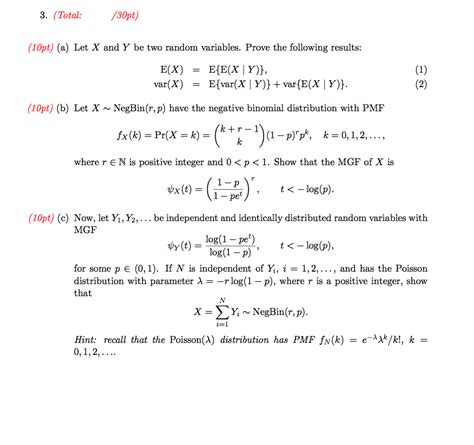 Solved 3 Total 30pt 10pt A Let X And Y Be Two