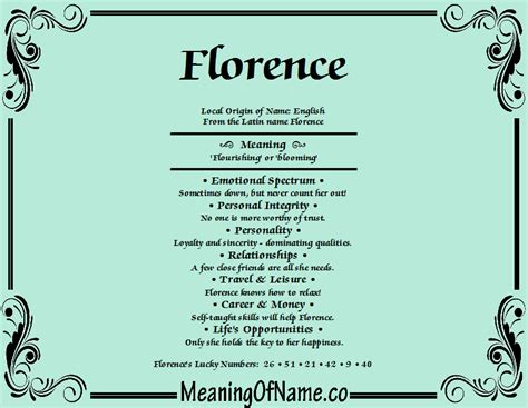 Florence - Meaning of Name