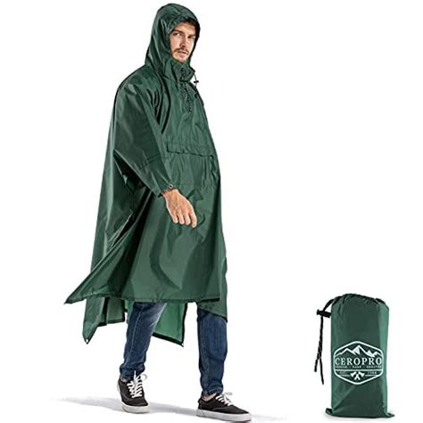 Ceropro Rain Ponchos For Adults Reusable Hooded Raincoats For Men And Women Waterproof