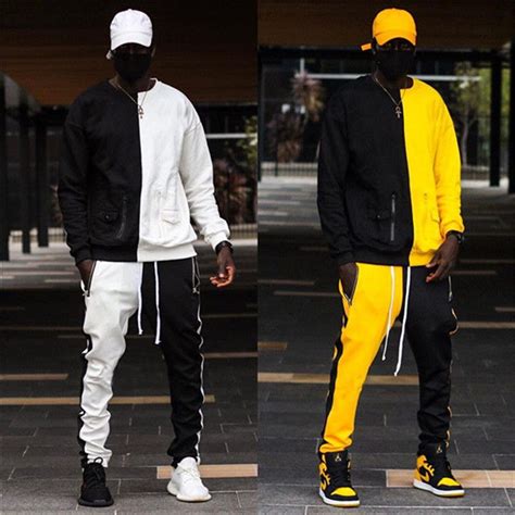 Mens Designer Tracksuits Pants Hip Hop Panelled Casual Long