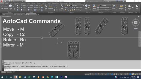 Move Copy Rotate Mirror Commands In Autocad Youtube