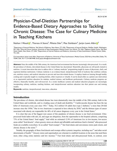 Pdf Physician Chef Dietitian Partnerships For Evidence Based Dietary