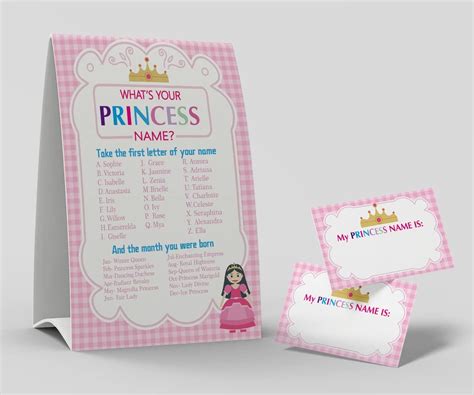 Shupai What S Your Princess Name Game 1 Princess Theme Sign And 50 Name Tag