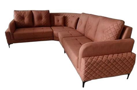 Rexin Brown 6 Seater L Shape Corner Sofa Set At Rs 27000 Set In