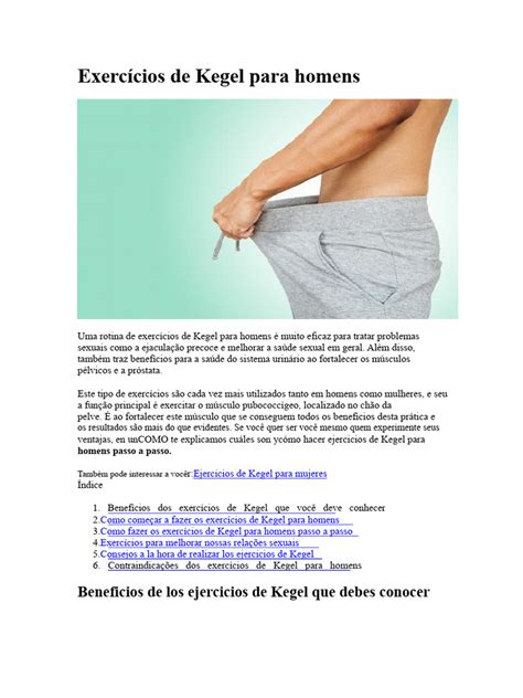 Exercícios De Kegel Para Homens Pdf - Exercícios de Kegel para Homens | PDF | Orgasmo | Ejaculação