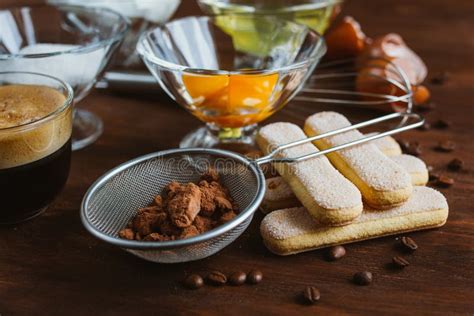 The Ingredients of Tiramisu Stock Photo - Image of coffee, savoiardi ...