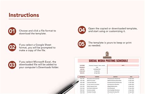 Social Media Posting Schedule Template in Excel, Google Sheets