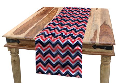 Tribal Table Runner Cultural Chevron Aztec Pattern With Waving