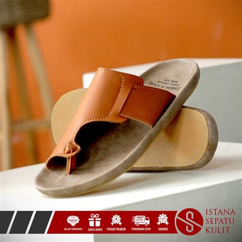 Jual Sandal Selop Pria Wanita Bahan Kulit Premium Model Casual Sendal