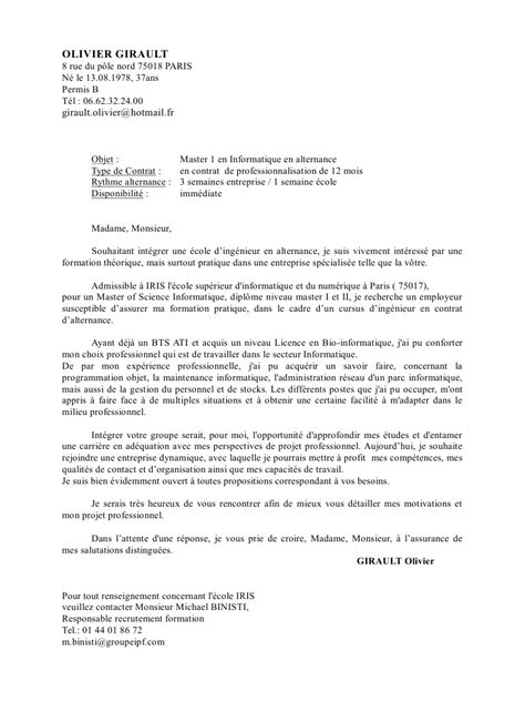 Lettre De Motivation Pour Ecole D Ingenieur En Alternance Laboite Cv Fr