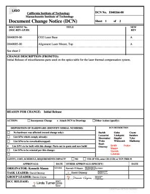 Fillable Online Document Change Notice DCN DCC LIGO Fax Email