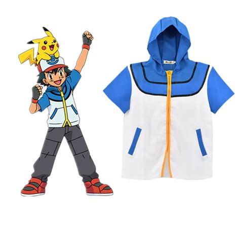 Pokemon Go Ash Ketchum Trainer Cosplay Jacket Coat Pocket Monster Costume Hoodie In Anime