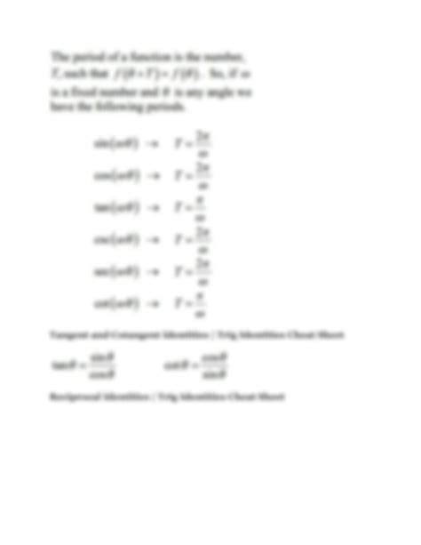 Solution Trig Cheat Sheet Pdf Studypool