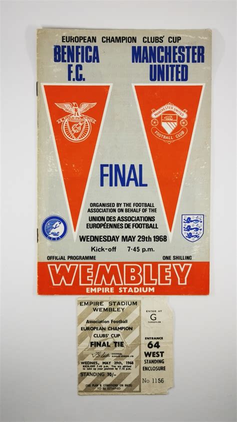 1968 European Cup Final Benfica Vs Manchester United Programme And