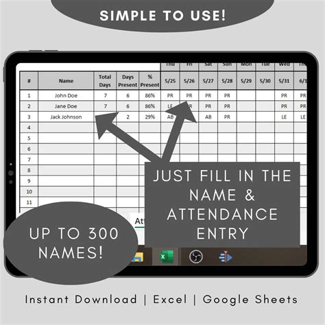 Student Attendance Tracker for Teachers Attendance Log for Daily Attendance Record for Tracking ...