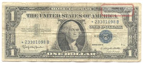 U S 1957 B One Dollar Silver Certificate Star Note 1098