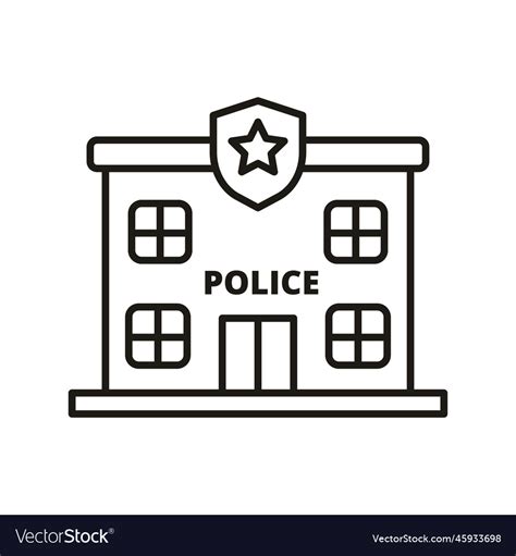 Police station icon in linear style Royalty Free Vector