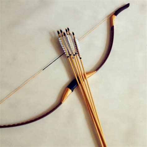 Bow combination brown leather bow 20 60#+6 wooden arrow outdoor hunting ...