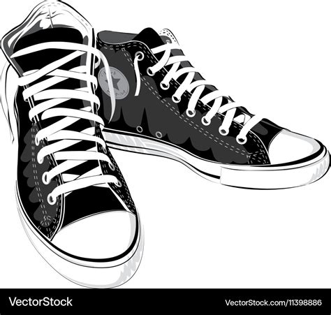 Vintage black shoes sneakers Royalty Free Vector Image