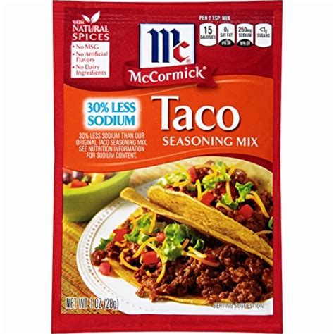 Mccormick Taco Seasoning Mix Less Sodium Pack Of 12 12 Pack Kroger