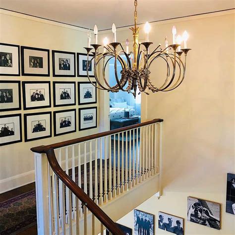 Farmhouse Staircase With Intricate Brass Chandelier Soul Lane