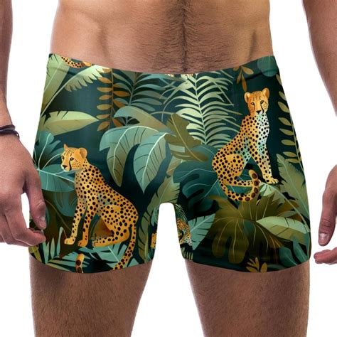 Swim Jammers For Men Swim Briefs For Men Modern Cartoon Tropical